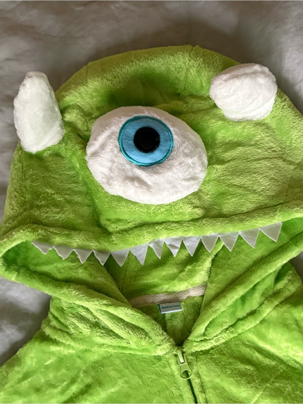 Mike Wazowski / lime green one eyed monster Hooded Plush onesie